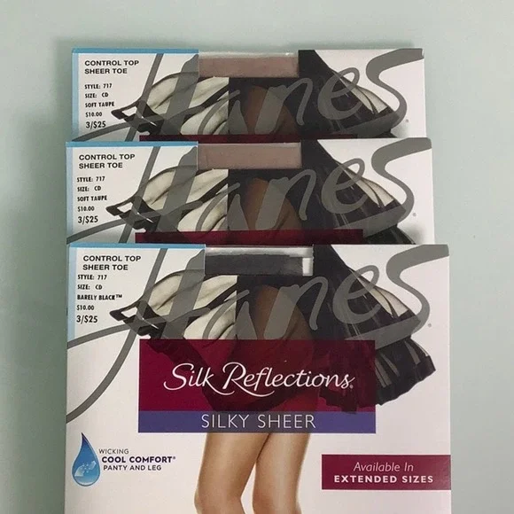 VGT Hanes Silk Reflections Silk Sheer control top sheer toe Panties SZ CD NWT - Picture 3 of 9
